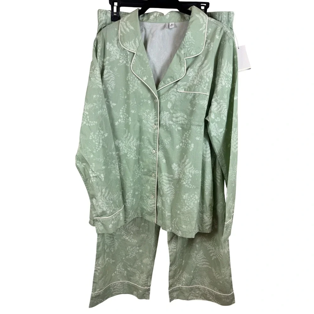 NWT Nordstrom Pajama Set Women‎ Medium Large Floral 100% Cotton Button Front